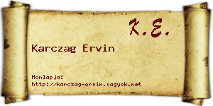 Karczag Ervin névjegykártya